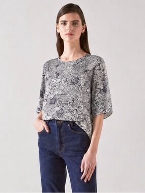 L. K. Bennett London 100% Silk Floral Blouse Size 6